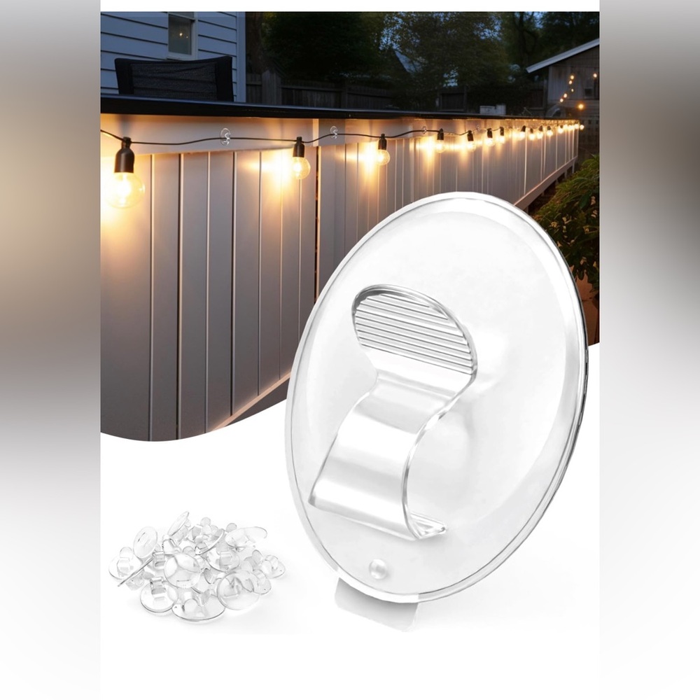 Heavy Duty Light Clips for Outside String Lights w/adhesive 26pcs Brand New
